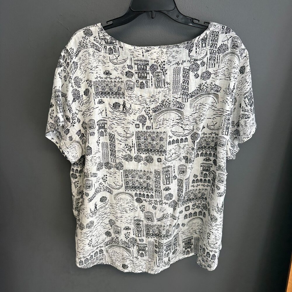 Cynthia‎ Rowley 100% Linen Womens 2X Florence Italy Print Top Romance European - Picture 7 of 7